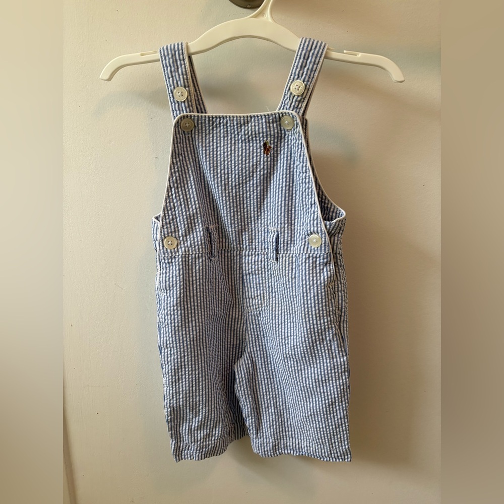 Ralph Lauren Blue Stripe Seersucker Overalls